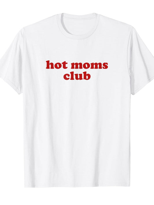 Hot Moms Club Shirt Y2k Aesthetic Hot Milf T-shirt Milf 220gsm Cotton Round Neck Short Sleeve Casual Henley Shirt Men T-shirt