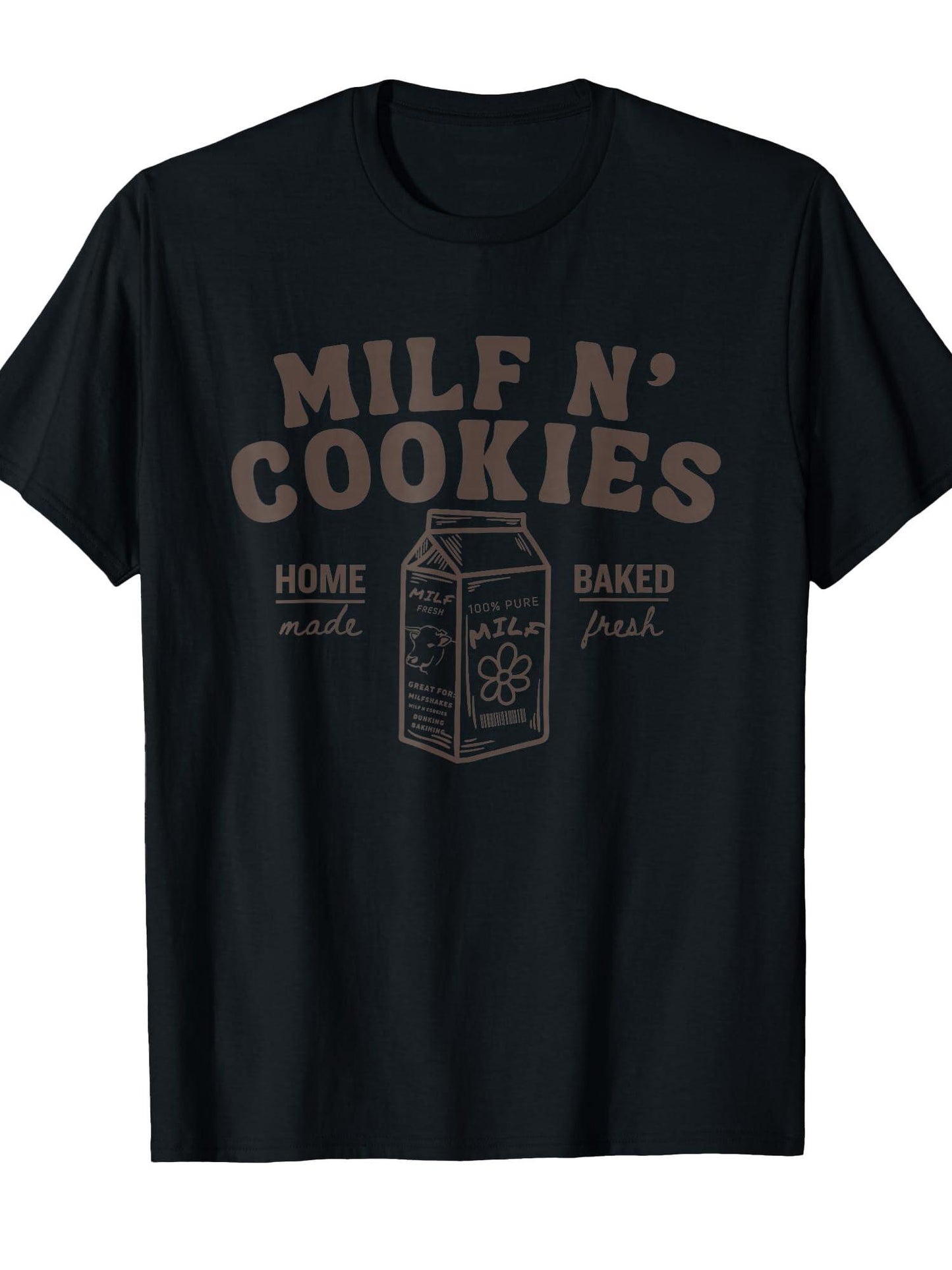 Milf N' Cookies Stay At Home Milf Funny Milf Mom Mama Milf T-shirt Milf 220gsm Cotton Round Neck Short Sleeve Casual Henley Shirt Men T-shirt
