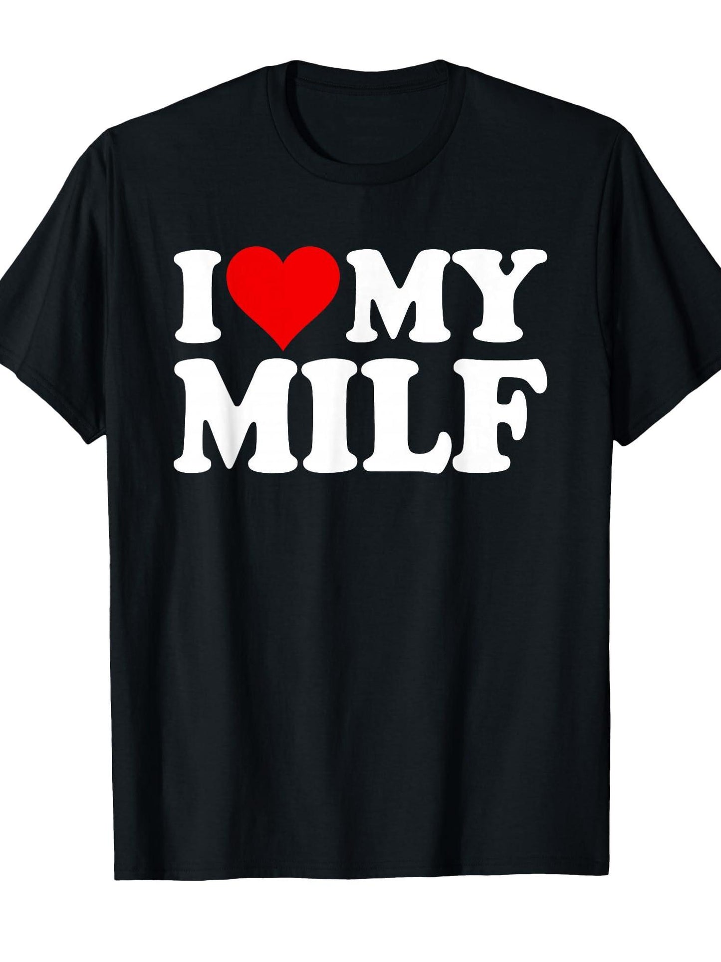 I Love Heart My Milf Wife Mom T-shirt Milf 220gsm Cotton Round Neck Short Sleeve Casual Henley Shirt Men T-shirt