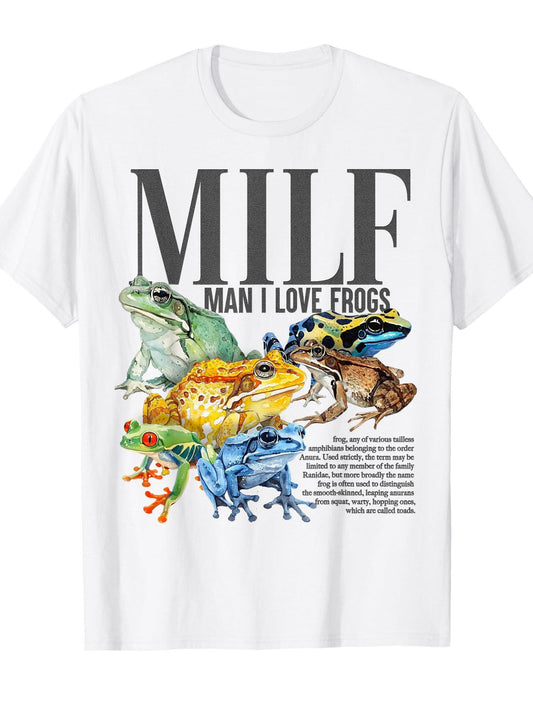 Milf Man I Love Frogs Adult Humor Embarrassing Men Women T-shirt Milf 220gsm Cotton Round Neck Short Sleeve Casual Henley Shirt Men T-shirt