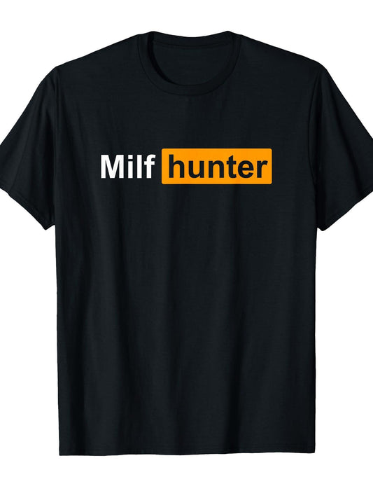 Milf Hunter Funny Adult Humour Joke For Men Who Love Milfs T-shirt Milf 220gsm Cotton Round Neck Short Sleeve Casual Henley Shirt Men T-shirt