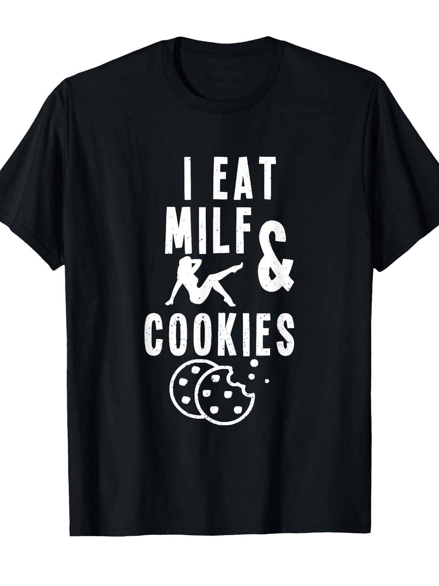 Retro Vintage I Eat Milf And Cookies Funny Cookies Lover T-shirt Milf 220gsm Cotton Round Neck Short Sleeve Casual Henley Shirt Men T-shirt