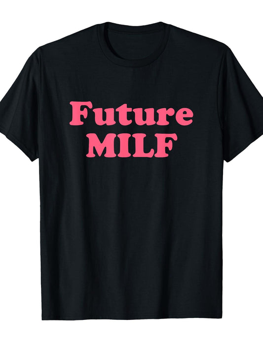 Future Milf T-shirt Milf 220gsm Cotton Round Neck Short Sleeve Casual Henley Shirt Men T-shirt
