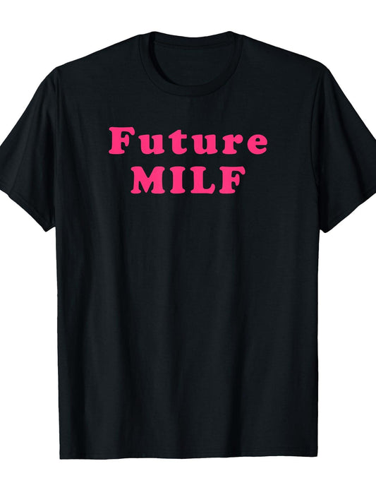 Future Milf Retro Style T-shirt Milf 220gsm Cotton Round Neck Short Sleeve Casual Henley Shirt Men T-shirt
