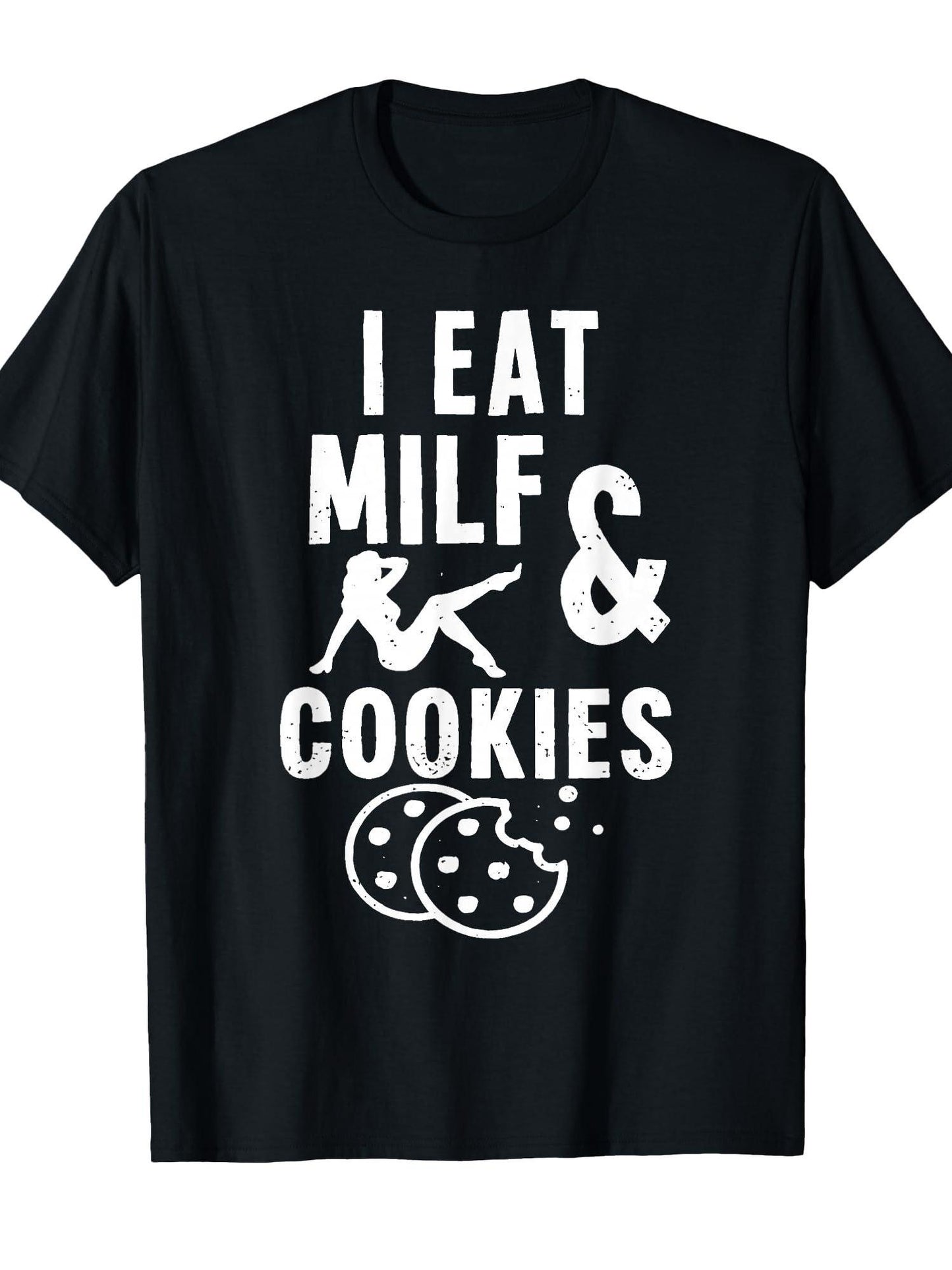 I Eat Milf And Cookies T-shirt Milf 220gsm Cotton Round Neck Short Sleeve Casual Henley Shirt Men T-shirt