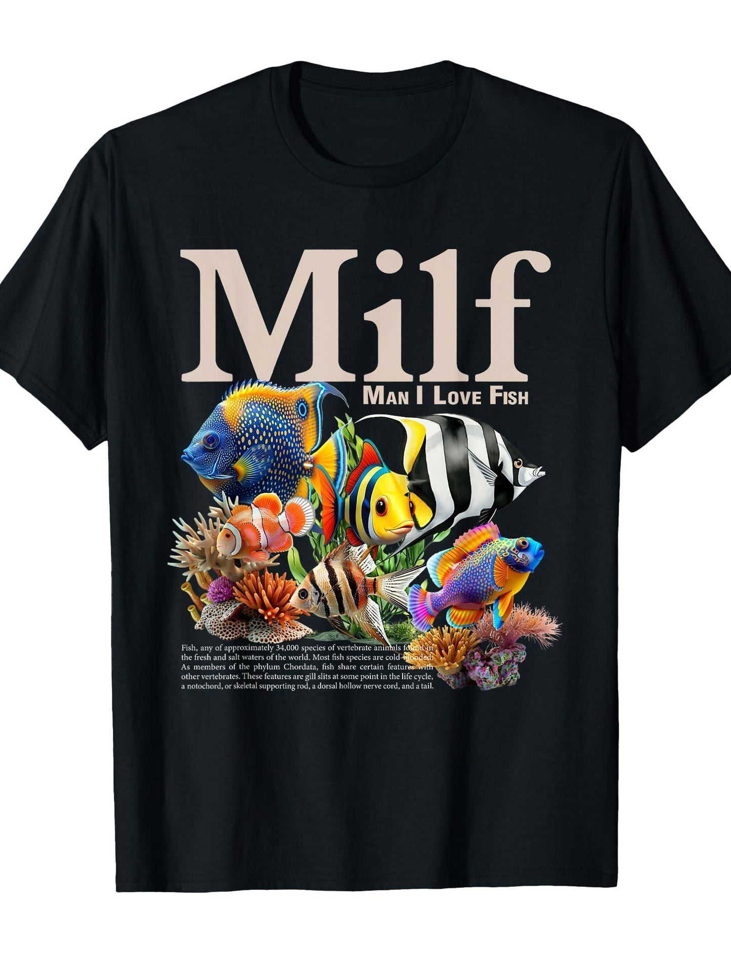 Milf Man I Love Fish Funny Fishing Fisherman Humor Nature T-shirt Milf 220gsm Cotton Round Neck Short Sleeve Casual Henley Shirt Men T-shirt