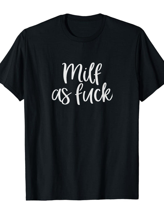 Milf T-shirt Funny Gift Women Wife friend Bff T-shirt Milf 220gsm Cotton Round Neck Short Sleeve Casual Henley Shirt Men T-shirt