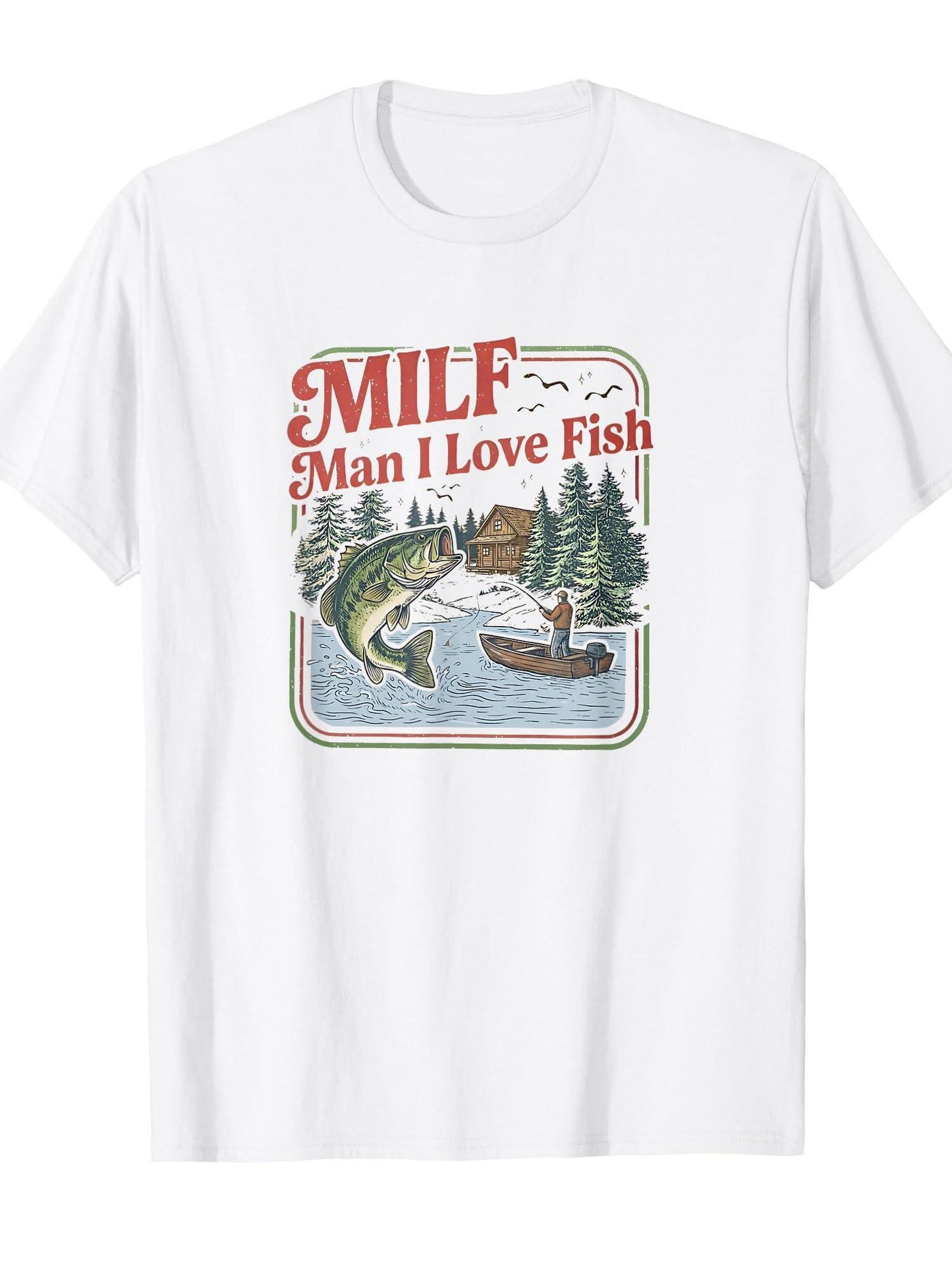 Milf Man I Love Fish Funny Fishing Fisherman Humor T-shirt Milf 220gsm Cotton Round Neck Short Sleeve Casual Henley Shirt Men T-shirt
