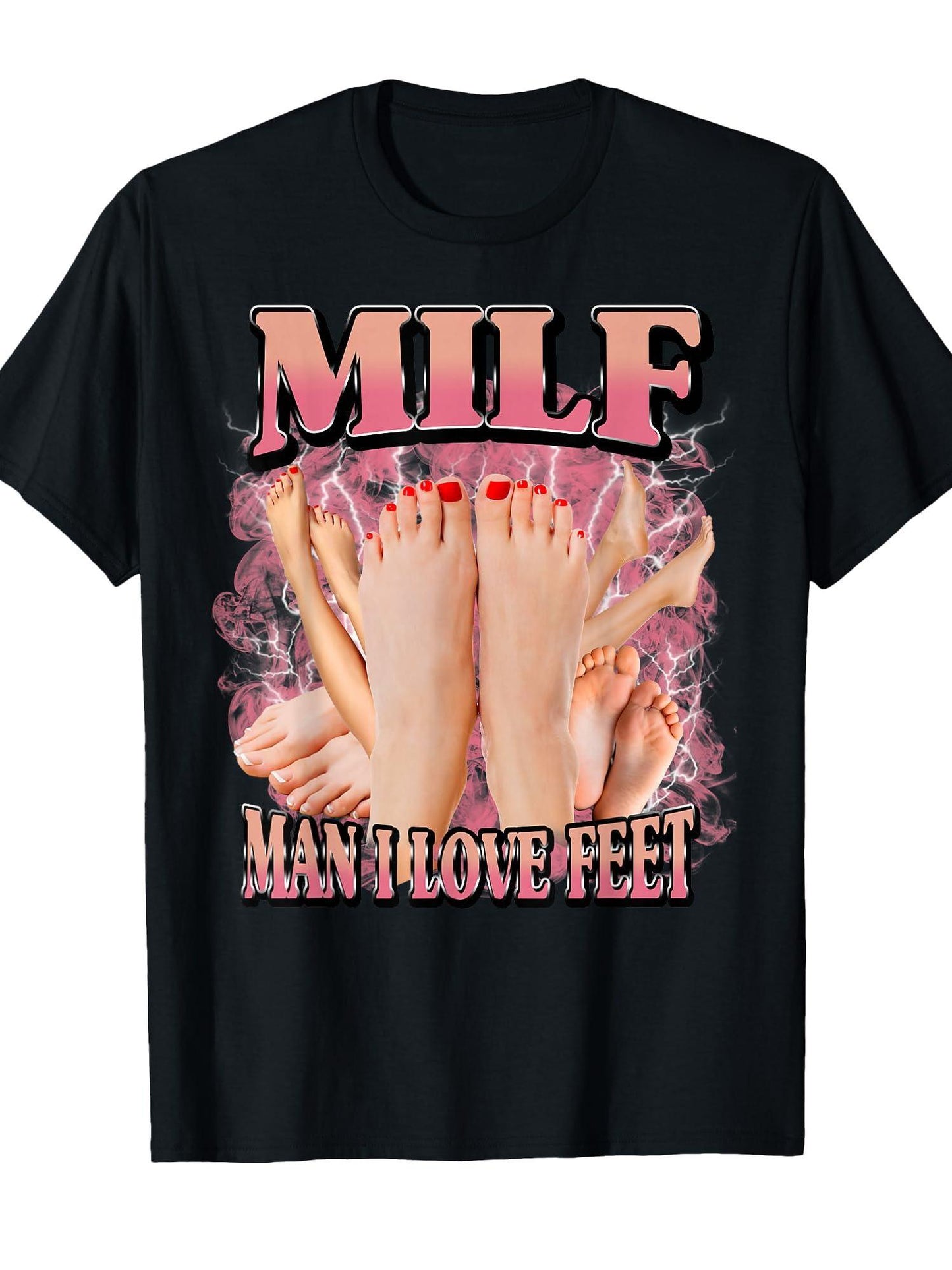 Milf Man I Love Feet Funny T-shirt Milf 220gsm Cotton Round Neck Short Sleeve Casual Henley Shirt Men T-shirt