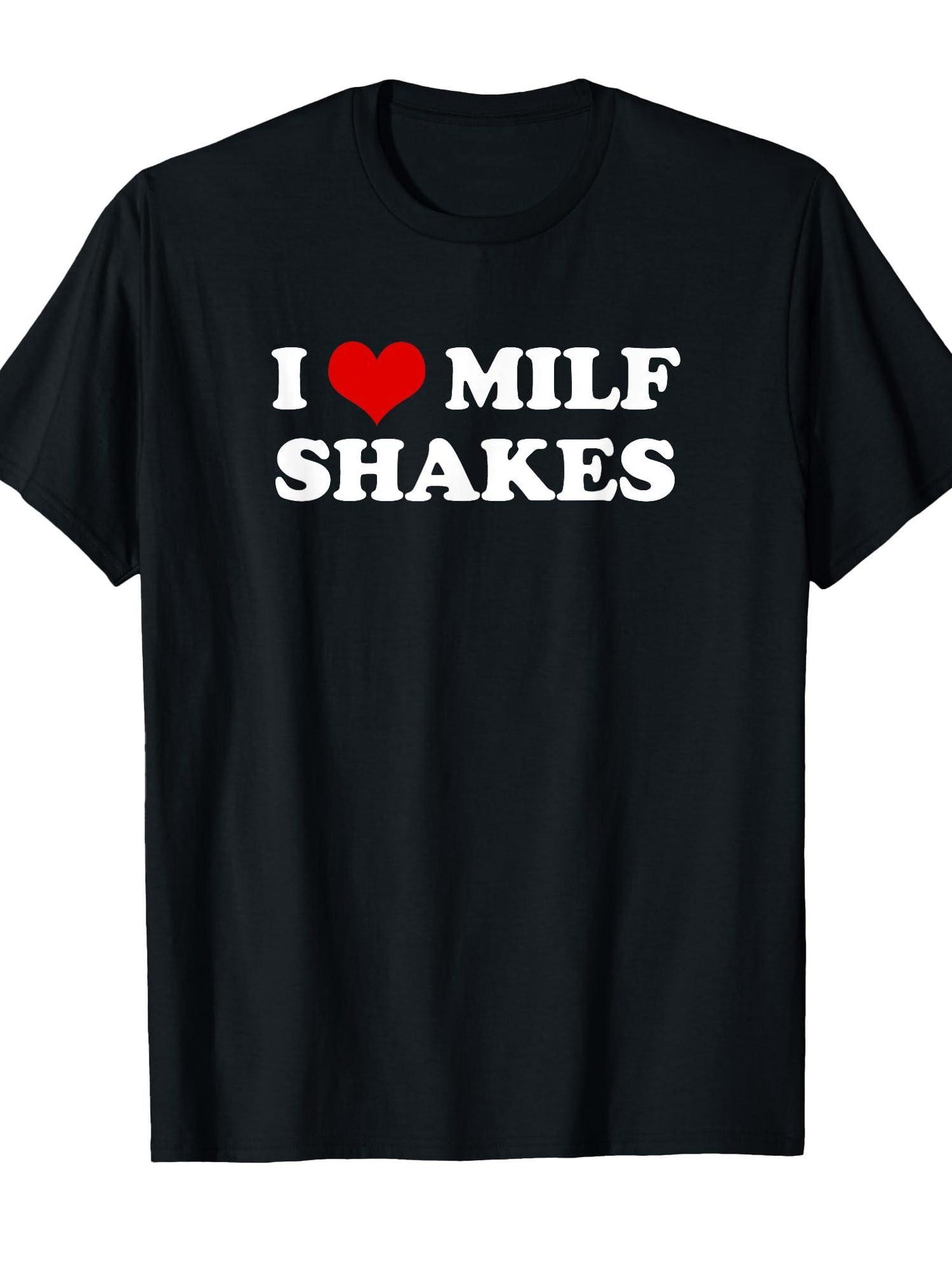 I Love Milf Shakes Funny Moms I'd Like To Bold Sarcastic T-shirt Milf 220gsm Cotton Round Neck Short Sleeve Casual Henley Shirt Men T-shirt