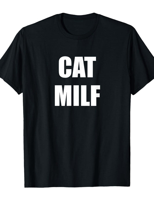 Funny Cat Milf - Funny Cat And Milf Quote T-shirt Milf 220gsm Cotton Round Neck Short Sleeve Casual Henley Shirt Men T-shirt