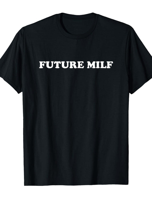 Future Milf T-shirt Milf 220gsm Cotton Round Neck Short Sleeve Casual Henley Shirt Men T-shirt