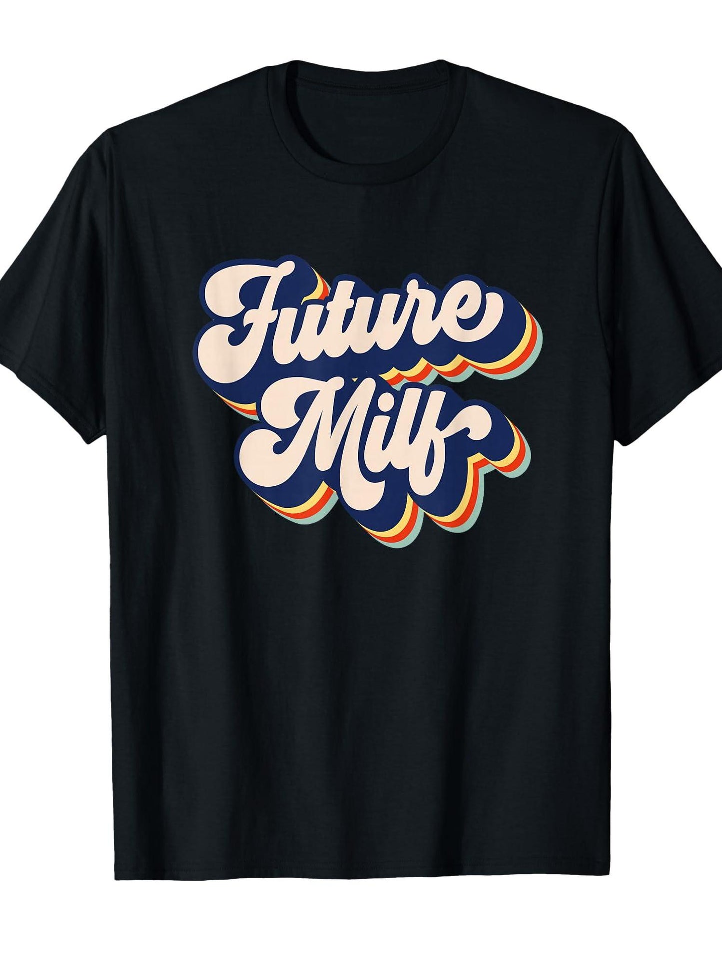 Future Milf Retro Hot Mom Vintage Women's Future Milf T-shirt Milf 220gsm Cotton Round Neck Short Sleeve Casual Henley Shirt Men T-shirt