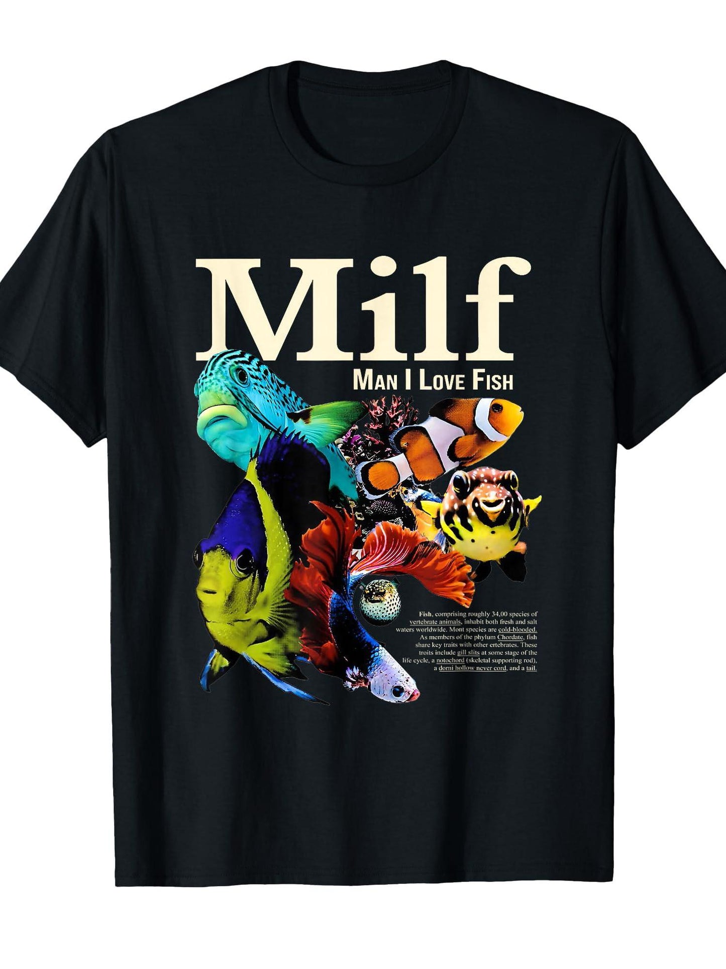Milf Man I Love Fish Funny Fishing T-shirt Milf 220gsm Cotton Round Neck Short Sleeve Casual Henley Shirt Men T-shirt