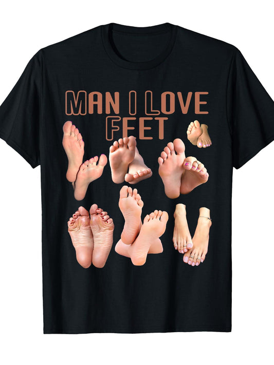 Milf Man I Love Feet Funny T-shirt Milf 220gsm Cotton Round Neck Short Sleeve Casual Henley Shirt Men T-shirt