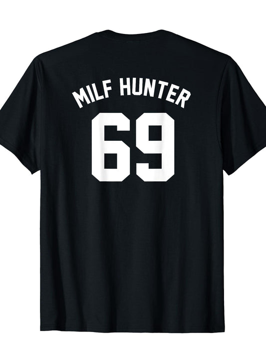 Milf Hunter 69 Jersey T-shirt Milf 220gsm Cotton Round Neck Short Sleeve Casual Henley Shirt Men T-shirt