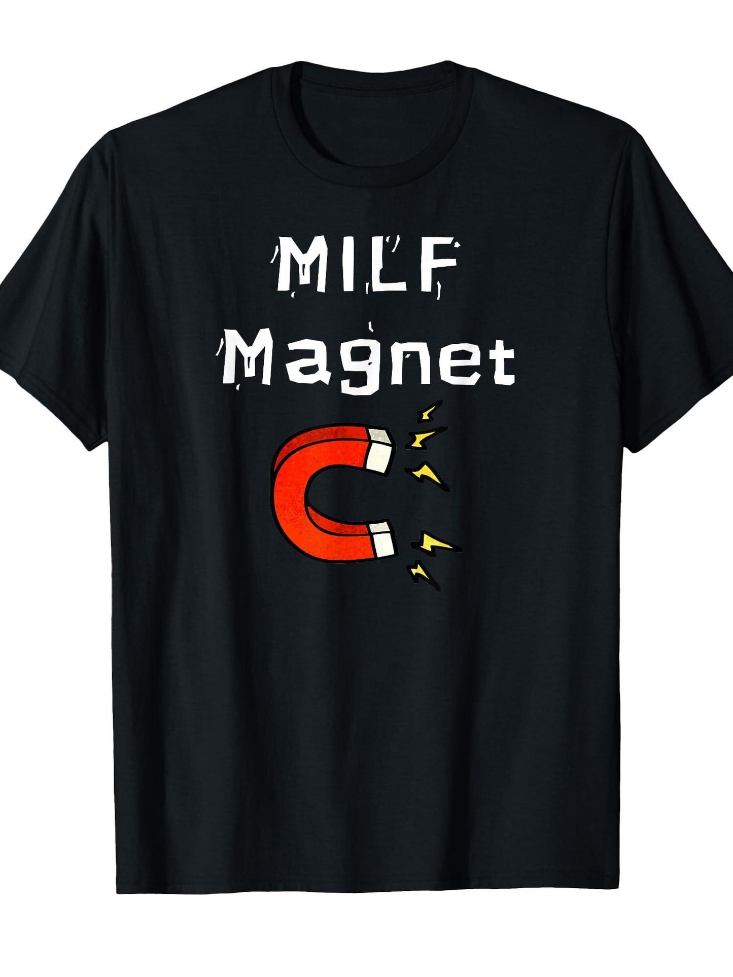 Fun Graphic- Milf Magnet T-shirt Milf 220gsm Cotton Round Neck Short Sleeve Casual Henley Shirt Men T-shirt
