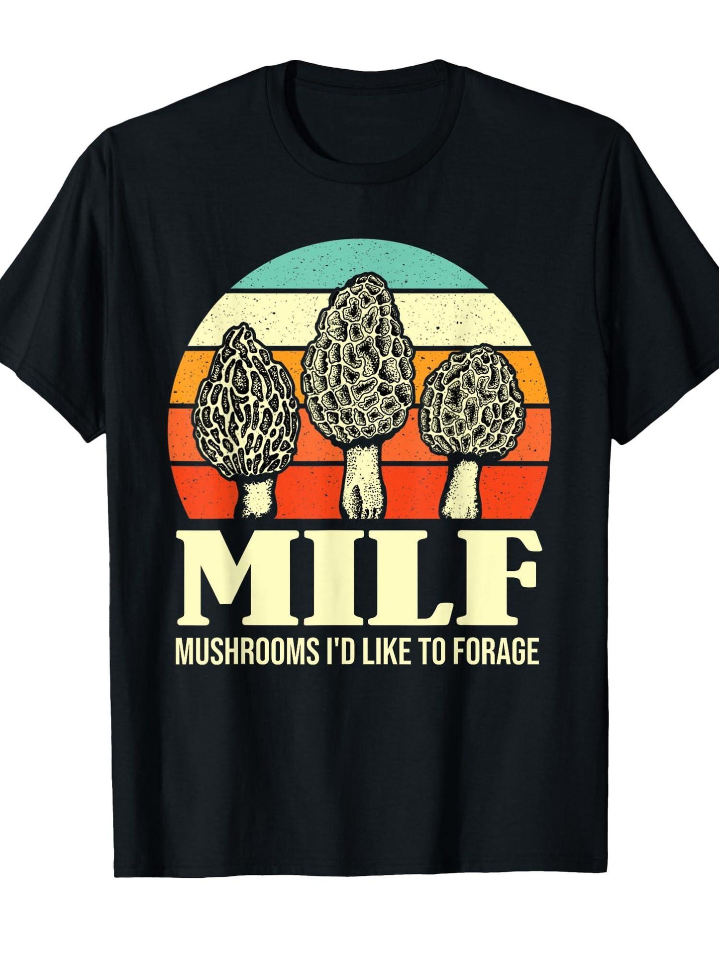 Milf Mushrooms I'd Like To Forage Funny Mushroom Lover Gift T-shirt Milf 220gsm Cotton Round Neck Short Sleeve Casual Henley Shirt Men T-shirt