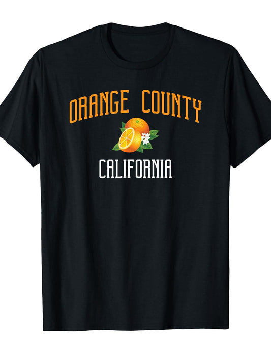 Orange County California Pacific Ocean Surfing T-shirt T-shirt Orange County 220gsm Cotton Round Neck Short Sleeve Casual Henley Shirt Men T-shirt