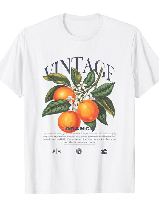 Orange Vintage T-shirt Orange County 220gsm Cotton Round Neck Short Sleeve Casual Henley Shirt Men T-shirt
