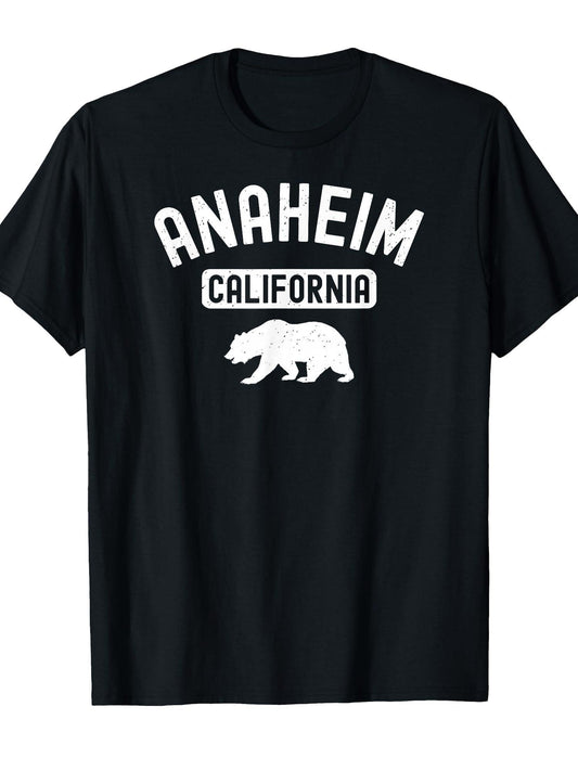 Anaheim California Bear Retro Orange County Beach 714 Oc Ca T-shirt Orange County 220gsm Cotton Round Neck Short Sleeve Casual Henley Shirt Men T-shirt
