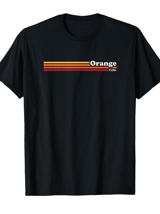 Vintage 1980s Graphic Style Orange California T-shirt Orange County 220gsm Cotton Round Neck Short Sleeve Casual Henley Shirt Men T-shirt