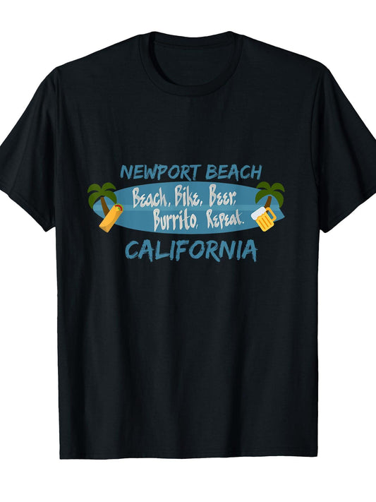 Newport Beach T-shirt Orange County California Men Women T-shirt Orange County 220gsm Cotton Round Neck Short Sleeve Casual Henley Shirt Men T-shirt