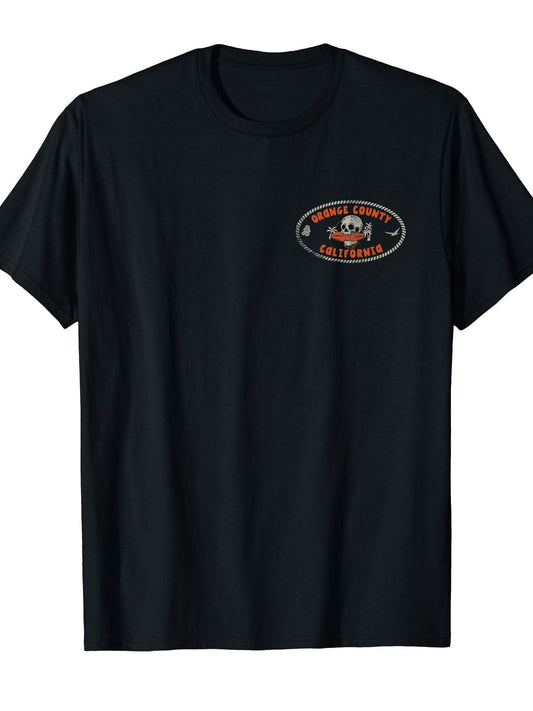 Orange County California Ca Retro Surfer Front T-shirt Orange County 220gsm Cotton Round Neck Short Sleeve Casual Henley Shirt Men T-shirt