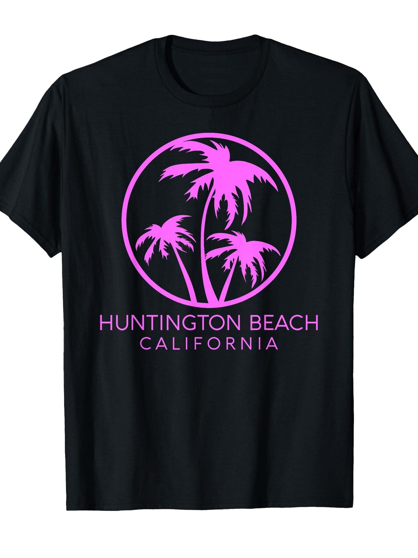 Huntington Beach California Surf Vintage 714 Orange Co Pink T-shirt Orange County 220gsm Cotton Round Neck Short Sleeve Casual Henley Shirt Men T-shirt