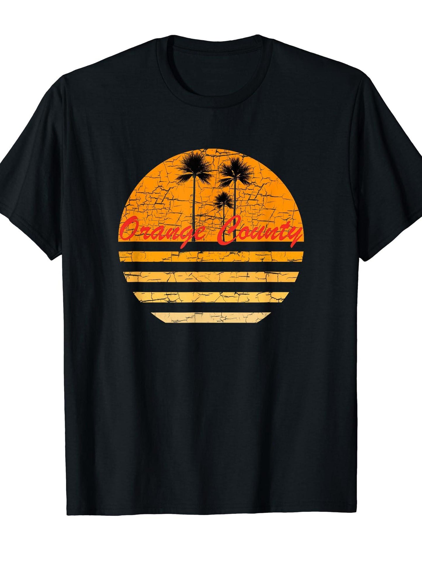 Orange County Vintage Retro T-shirt 70s Throwback Surf Tee Orange County 220gsm Cotton Round Neck Short Sleeve Casual Henley Shirt Men T-shirt