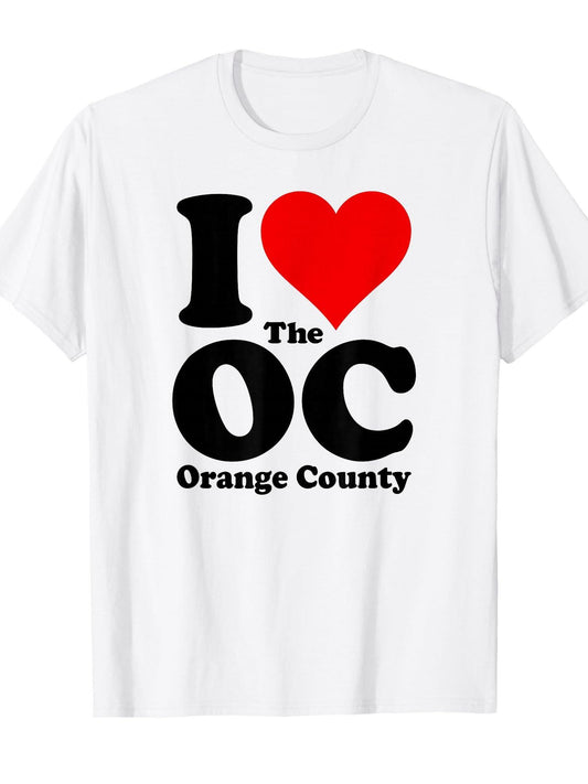 I Love Heart The Oc Orange County California T-shirt Orange County 220gsm Cotton Round Neck Short Sleeve Casual Henley Shirt Men T-shirt