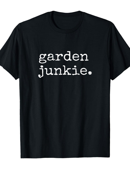 Gardening Shirts Women Men Garden Junkie Gifts For Gardener T-shirt Garden 220gsm Cotton Round Neck Short Sleeve Casual Henley Shirt Men T-shirt