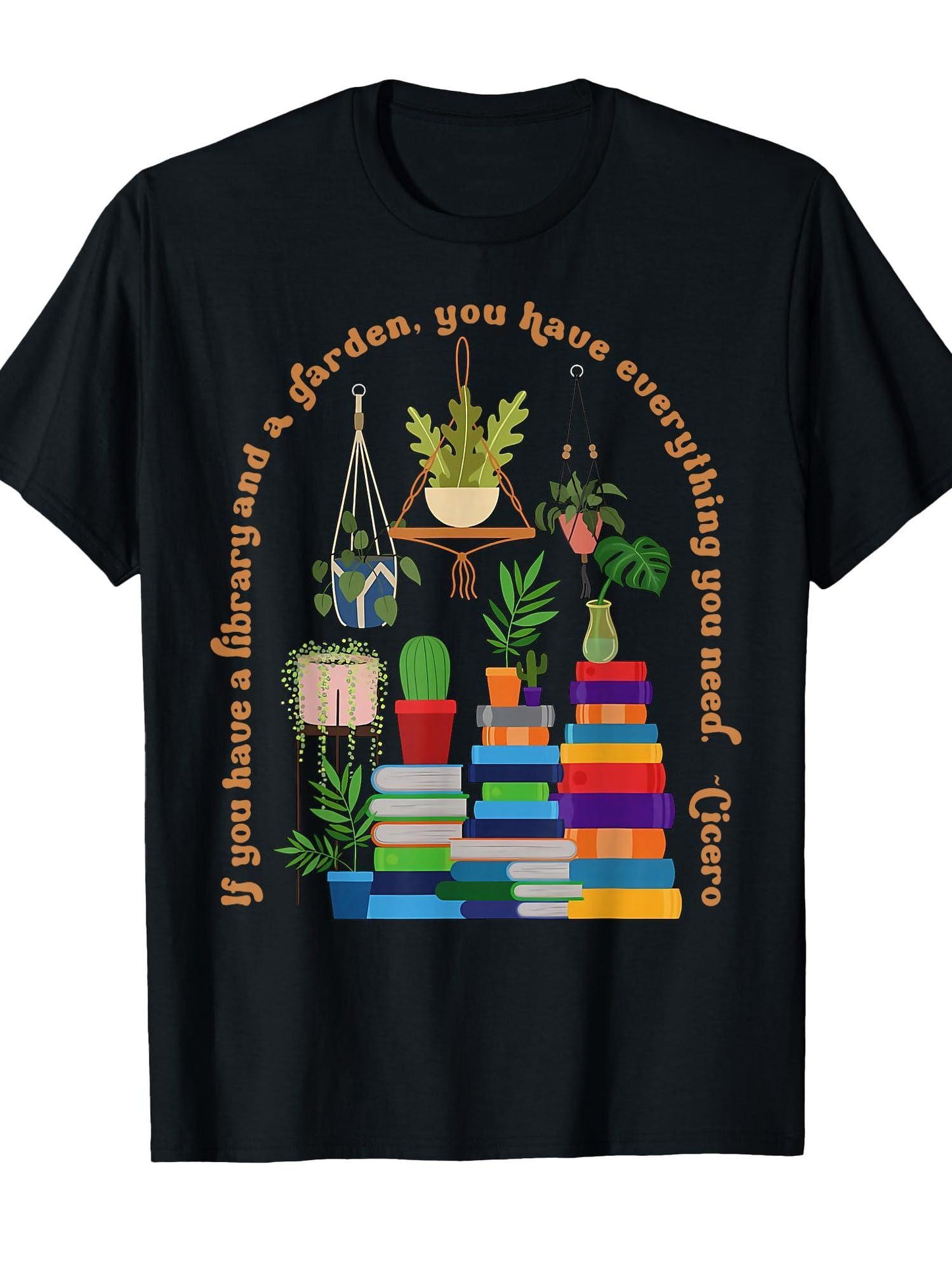 If You Have A Library And Garden Gardening Reading Library T-shirt Garden 220gsm Cotton Round Neck Short Sleeve Casual Henley Shirt Men T-shirt