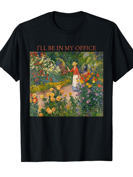 Funny I'll Be In My Office Garden Distressed Gardening T-shirt Garden 220gsm Cotton Round Neck Short Sleeve Casual Henley Shirt Men T-shirt