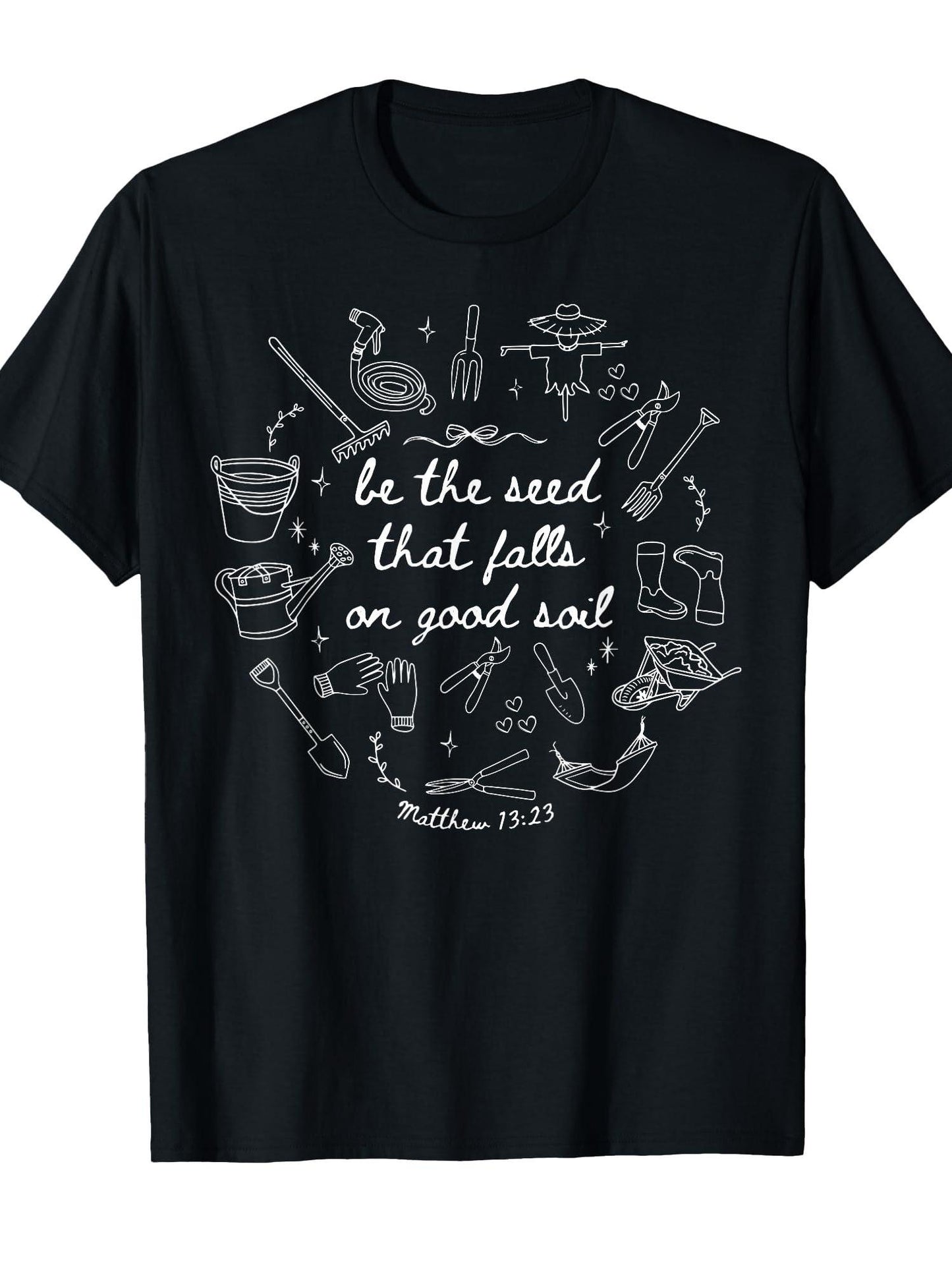 Boho Christian Plant Gardening Religious Bible Verse Garden T-shirt Garden 220gsm Cotton Round Neck Short Sleeve Casual Henley Shirt Men T-shirt